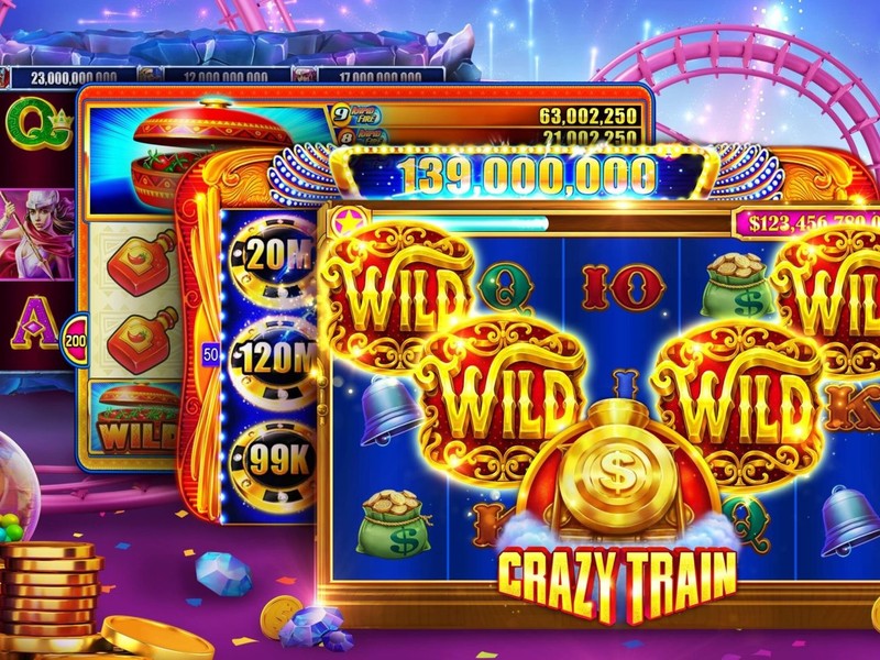 Hình ảnh máy đánh bạc với tiền vàng và jackpot tại 13winbet